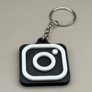 Black and White Camera Icon Keychain